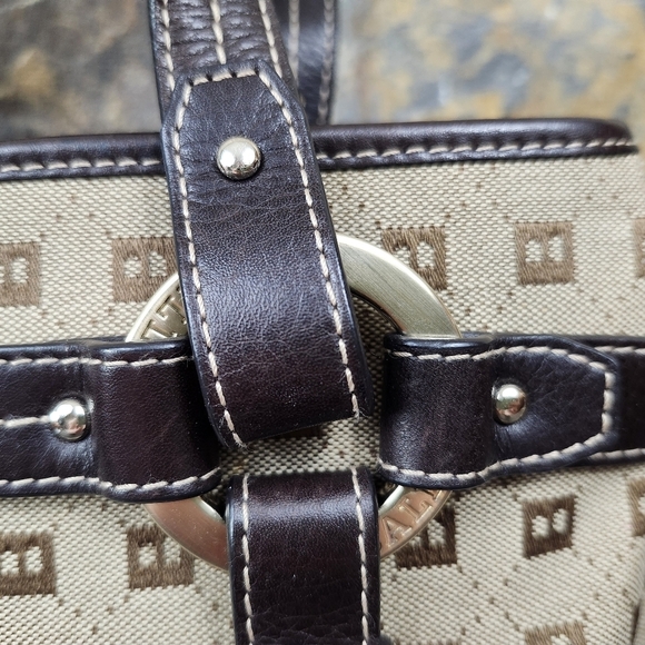 Bally Leather Harness Canvas Print Bag Satchel Tote Purse - Picture 3 of 12